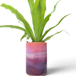 Colorful Ceramic Planter with Drainage, Ombre Plant Pot, Handmade Cylinder Planter, Modern Indoor Planter, Coastal Gradient Pot