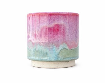 Handmade Ceramic Planter Pot, Coastal Gradient Glaze Stoneware, Small Succulent Houseplant Pot