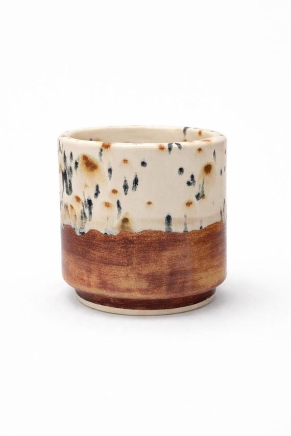 Handmade Small Ceramic Planter Pot, Birch Shino Glaze — 4”, 3”, 2” Stoneware