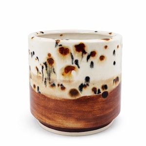 Limited Edition Toasted Shino Stoneware Planter, Earthy Speckled Plant Pot (4" or 3")