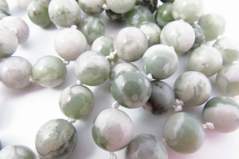 Peace and Harmony Beaded Tassel Necklace Peace Jade Mint Green