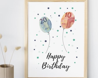 Geldgeschenk Geburtstag | Wunscherfüller | Last Minute Geschenk zum Geburtstag PDF Sofort Download | Geschenk | Geburtstagsgeschenk
