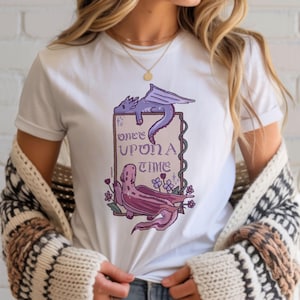 Once Upon a Time Dragon T-Shirt, Whimsical Fantasy Reader Apparel, Book Lover Tee