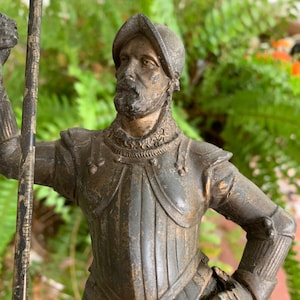 Maybe He Was On The Front Line Antique Cast Metal Soldier With Removable Staff