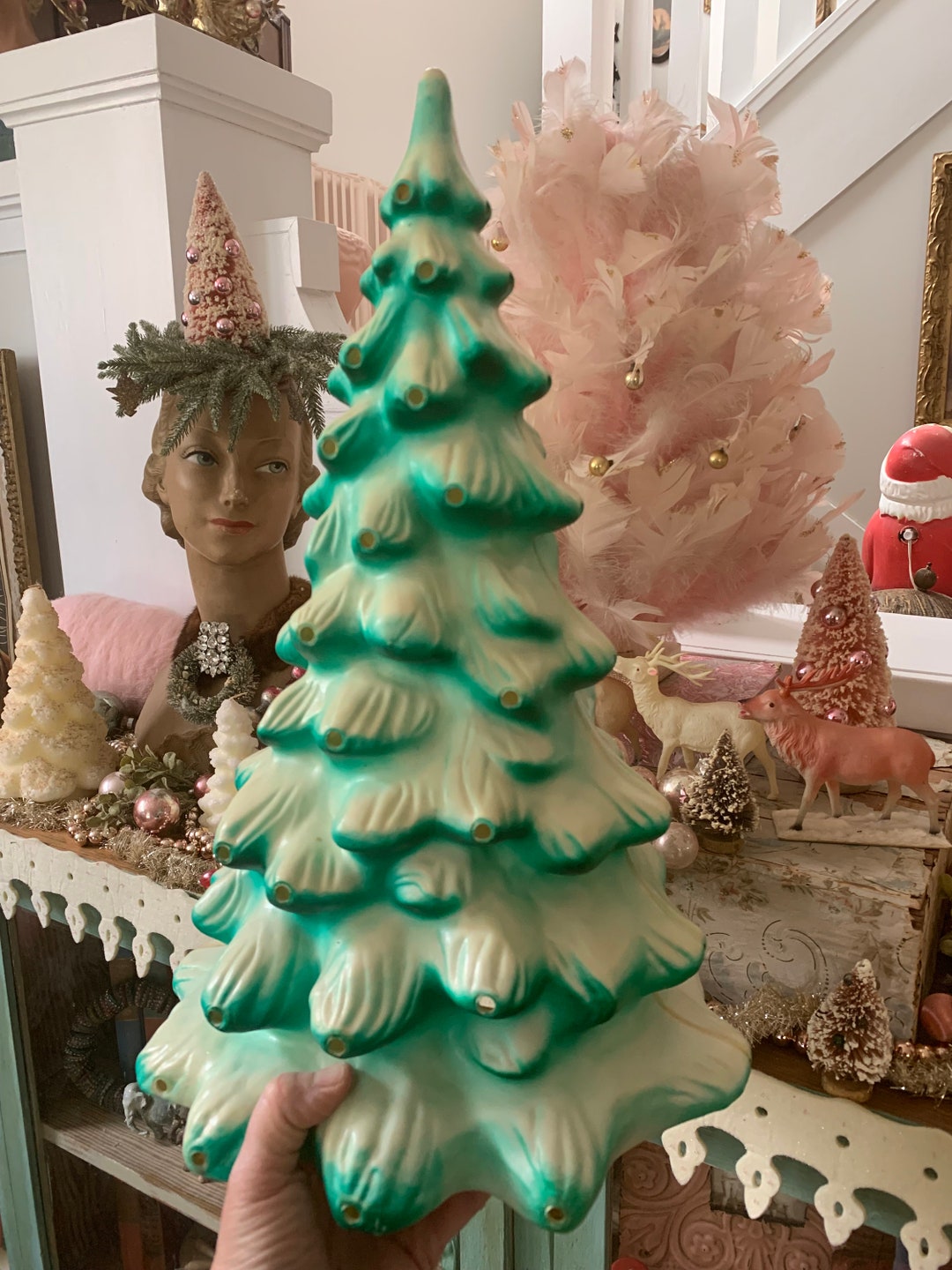 Vintage Christmas Tree Blow Mold by Union Products Lighted Indoor