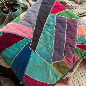 I Was Crazy About This Velvet Vintage Patchwork Stitched Pillow
