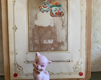 Just A Little Sweet Pete Vintage Pink Japan Kitten With A Gold Bow Tie