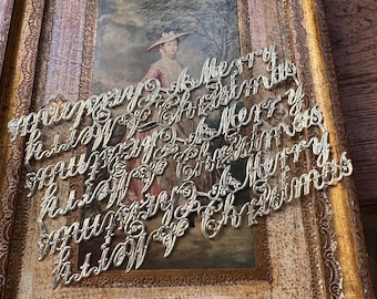 A Merry Christmas Antique Embossed Foil Lettering Diecuts