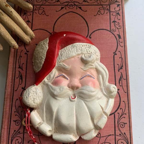 A Vintage Plaster Small Santa Head That You Just Might Kiss