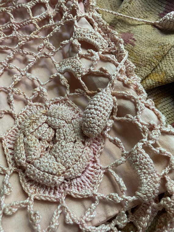 Quick Add A Draw String Antique Pink Worn Crochet… - image 9