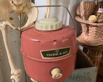 She’s Been Camping A Time Or Two Vintage Pink Thermo Jug