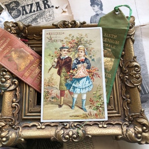 Antique Victorian Edwardian Reward of Merit colored floral certificate