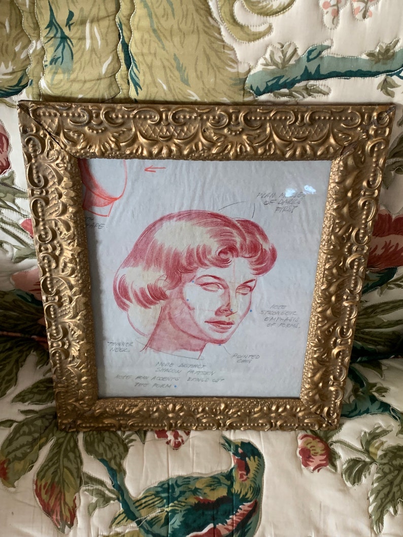 Framed In Gold Worn Gesso Vintage Graded Art Class Piece image 2