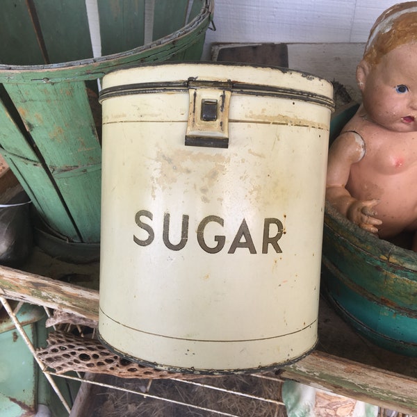 This Antique Lisk Round Cream Sugar Tin Is Sweet