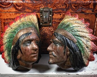 These Vintage Chalkware Plaster Native American Indian Wall Plaques Are Some Of My Favorites.