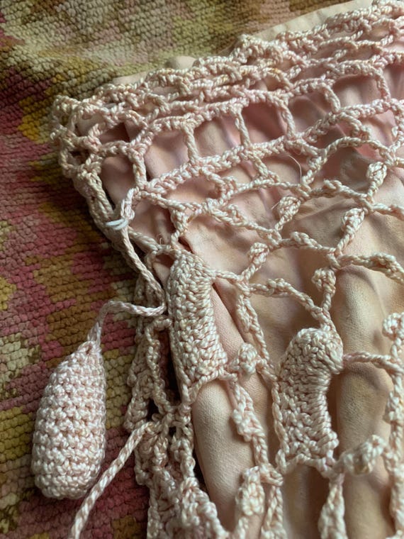 Quick Add A Draw String Antique Pink Worn Crochet… - image 5