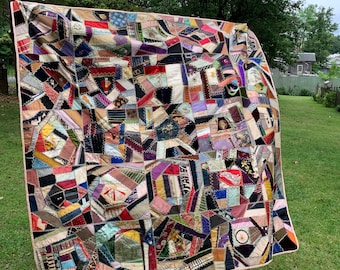 So Much To Be Thrilled About Antique Silk Velvet Crazy Quilt