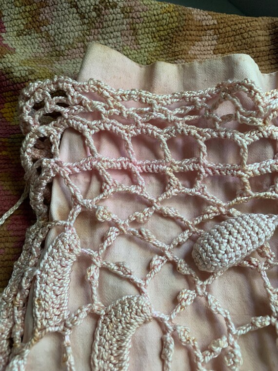 Quick Add A Draw String Antique Pink Worn Crochet… - image 10