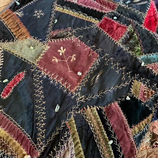 I Can’t Believe They Didn’t Date This Antique Velvet Crazy Quilt