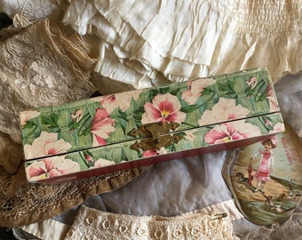 One Old Shabby Paper Covered Floral Box To Stack With Your Others