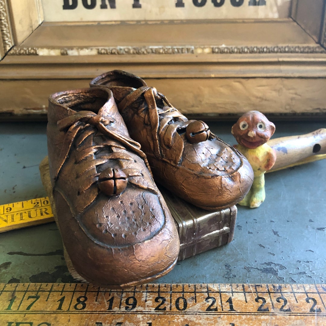 Vintage Bronze Baby Shoes Are the Best Especially With Bells Left Etsy
