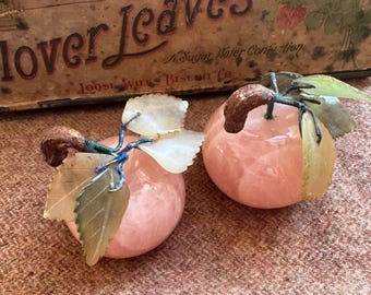 Mid Century Jade Apple, Chinese Artisan Made Marble Apple With