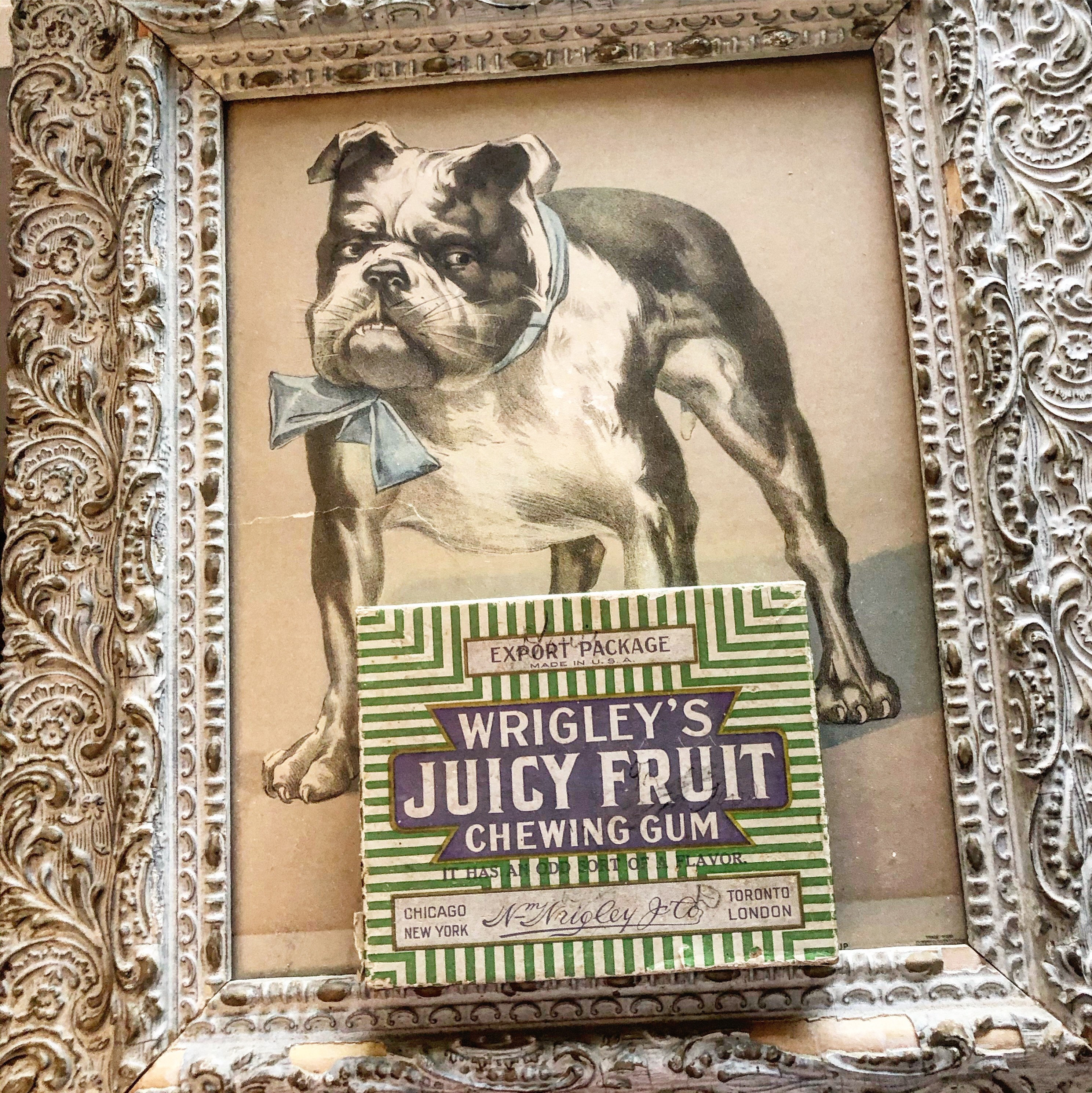 I Bet His Jaw Hurt Antique 1920s Empty Worn Striped Wrigley's