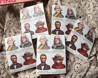 Don’t Play With Matches My Friends Vintage 1970s National Park President & Smokey The Bear Stamps