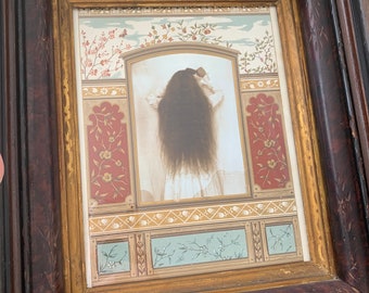 She’s From An Antique Victorian Glass Negative Print Of Women Combing Her Hair In Old Worn Eastlake Frame