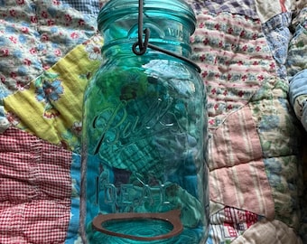 I’m Here For The Color And Storage Vintage Aqua Ball Ideal Bicentennial Wire Lid Jar