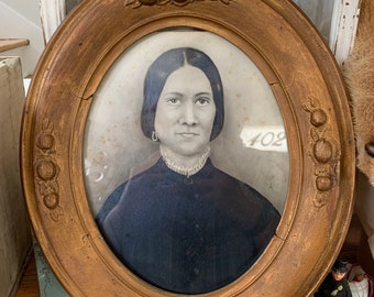 Her And Her Frame Go Way Back Antique Portrait In Oval Gilt Gesso