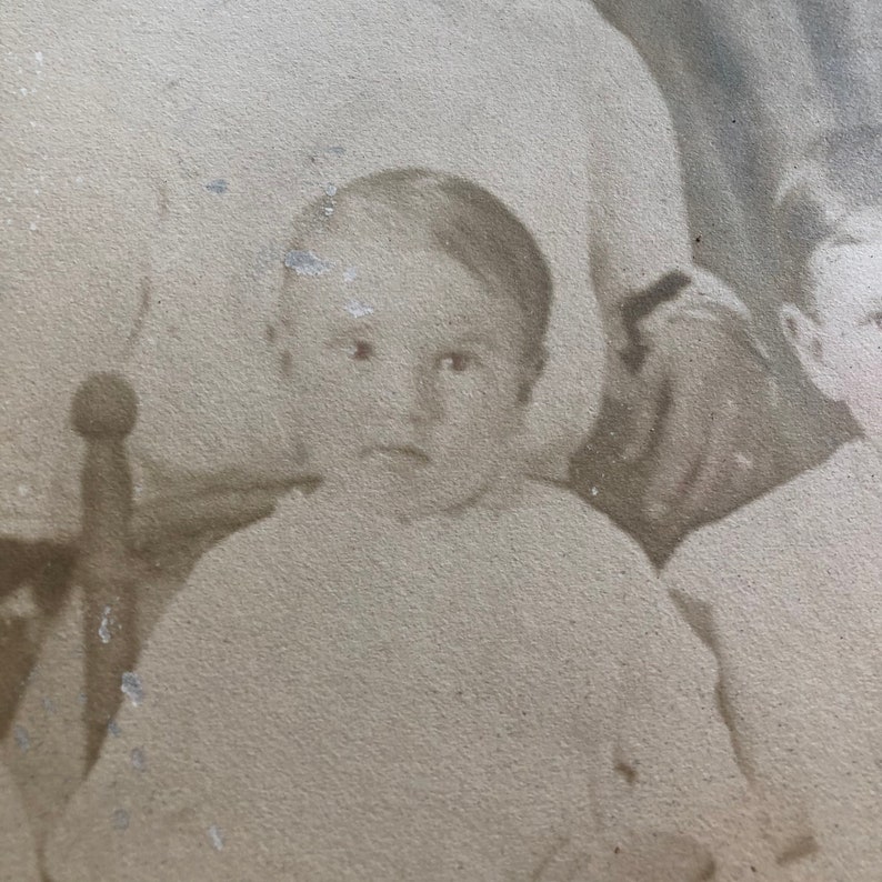 There Is ALWAYS One Dead Eye Antique Victorian Sibling Tinted Portrait