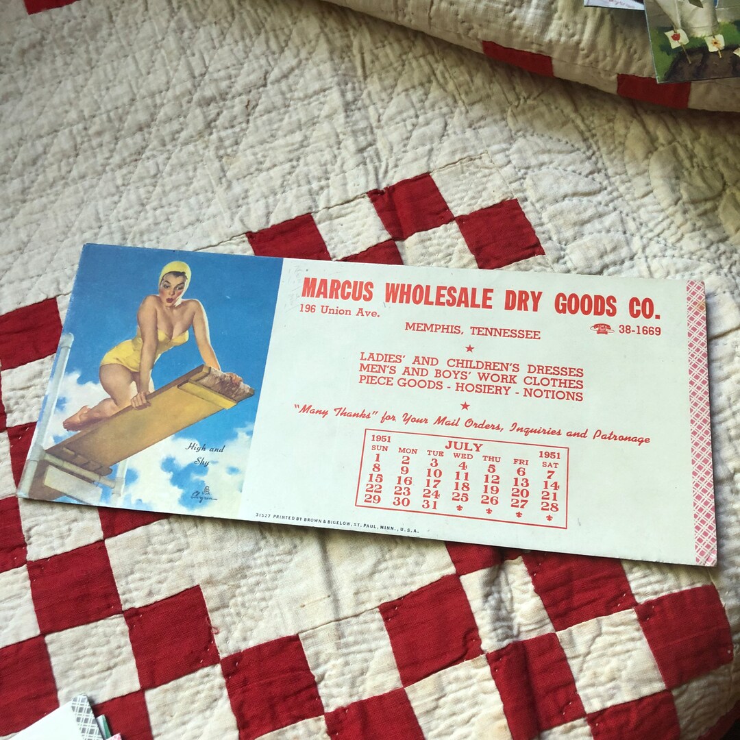 Brown and Bigelow Knew A Good Pinup Vintage 1950s Memphis Dry Goods ...