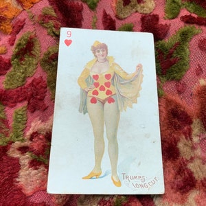 You Are Gonna Fall In Love Antique 1800s Lady Of Hearts Playing Card