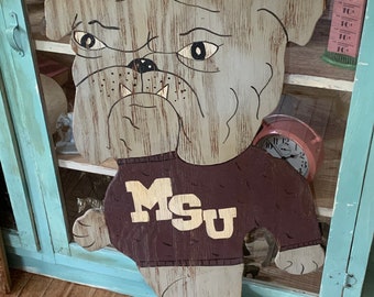 I Rock Chalk Jayhawk But Even I Thought This Vintage Mississippi State Cut Out Wood Bulldog Was Awesome