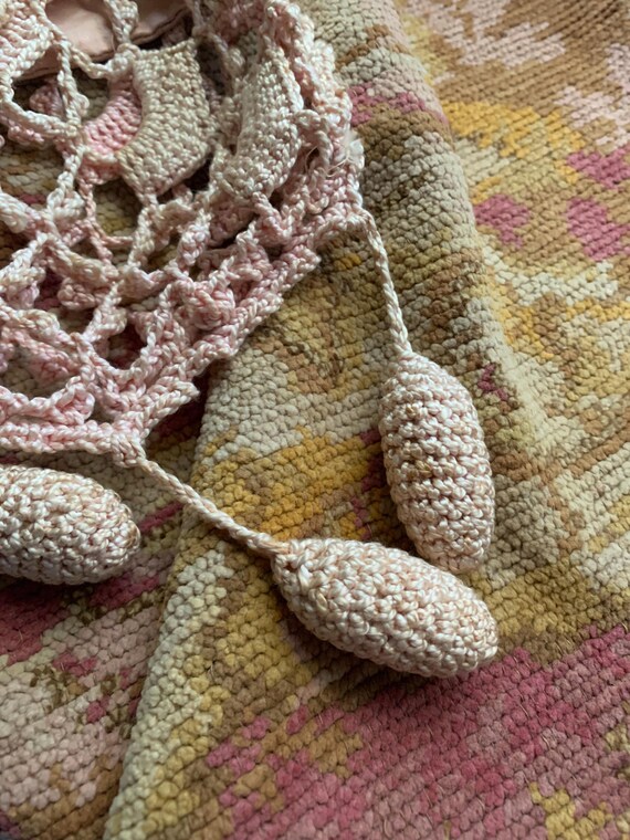Quick Add A Draw String Antique Pink Worn Crochet… - image 2