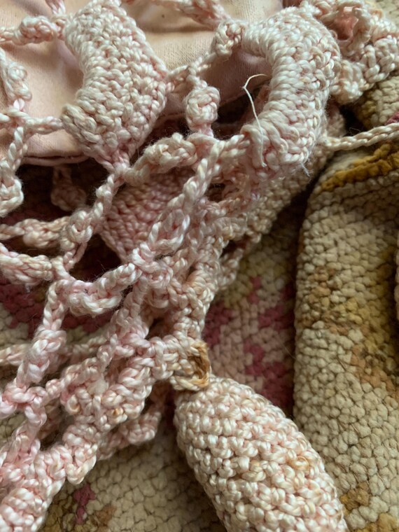 Quick Add A Draw String Antique Pink Worn Crochet… - image 8