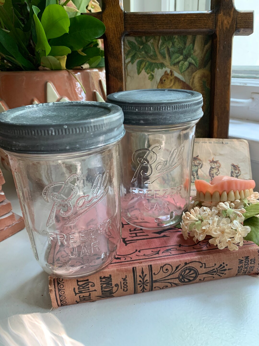 2 Adorable 5 Inch Ball Freezer Jars With Galvanized Lids Etsy