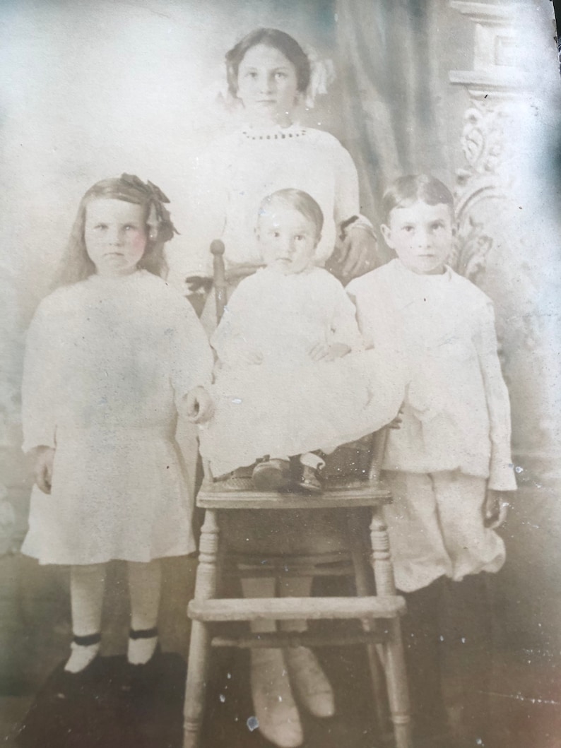 There Is ALWAYS One Dead Eye Antique Victorian Sibling Tinted Portrait