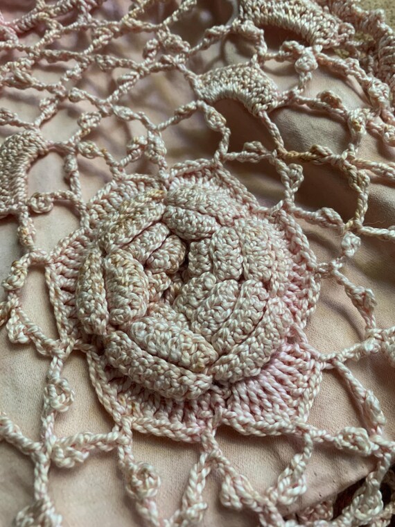 Quick Add A Draw String Antique Pink Worn Crochet… - image 7