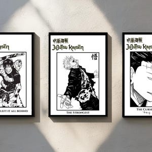 Exclusive Set of 3 Jujutsu Kaisen Art Prints Featuring Toji, Geto & Gojo – Perfect Collectible for Anime Fans and Decor