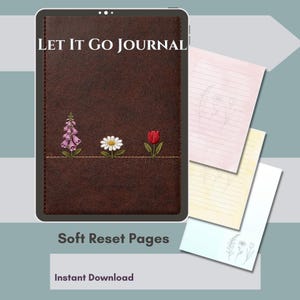 Let It Go Digital Journal Foxglove Daisy Tulip A5 Printable GoodNotes iPad Embroidered Leather