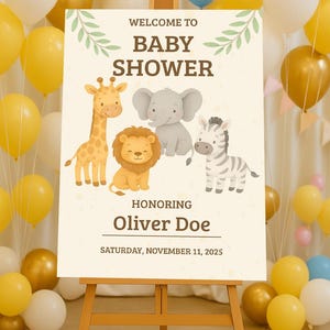 Baby Shower Welcome Sign Template | Editable Canva Printable Sign | Gender Neutral, Boy or Girl Baby Shower Decor | Instant Download