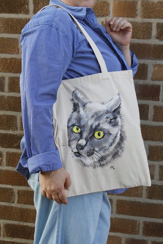 Hand-printed Animal Tote Bag Custom Pet Portrait Bag Original