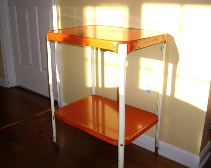 Vintage Metal Utility Cart Red Kitchen Cart Etsy