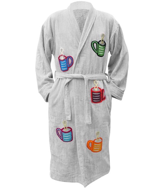 Unisex Frottee Handtuch Weiß Bademantel Weicher Bademantel mit