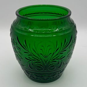 Anchor Hocking Forest Green Open Cookie Jar or Vase