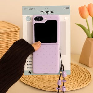 Korean Purple Ghost Phone Case with Chain: Samsung Galaxy Z Flip