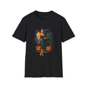 Haunted House Pin-up Shirt | Retro Halloween Pinup T-Shirt | Vintage Spooky Season Costume Tee