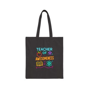 Teacher of Awesomeness Tote Bag: Neon Retro Design